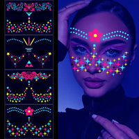 Luminous Temporary Tattoos Stickers UV Glow Fluorescent in the Dark For Body Face Tattoo Stickers Party Accessorie Props