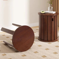 Solid Wood Stackable Folding Coffee Table Set 2-in-1 Ottoman Stool for Living Room/ Dining/ Guest Seating Spaces Storage Design