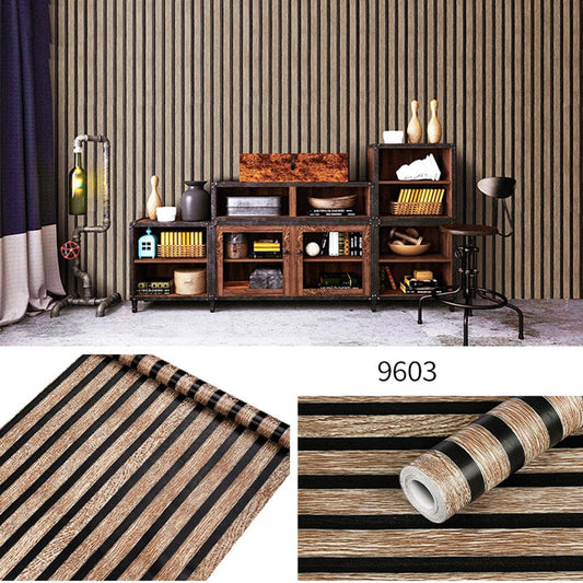 45cm Big Roll Home Decoration Background Wall Desk Cabinet Wallpaper Wood Stripes Waterproof PVC Self-adhesive Wall Stickers WAREHOUSE SHOP