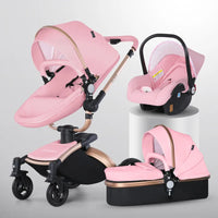 Luxury Baby Stroller 3-in-1 - PU Leather Pram with Car Seat Newborn