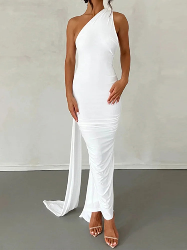 One Shoulder Sleeveless Backless Dress. Dresses For Women Club, Birthday Party, Evening Prom. from Neon y2k.