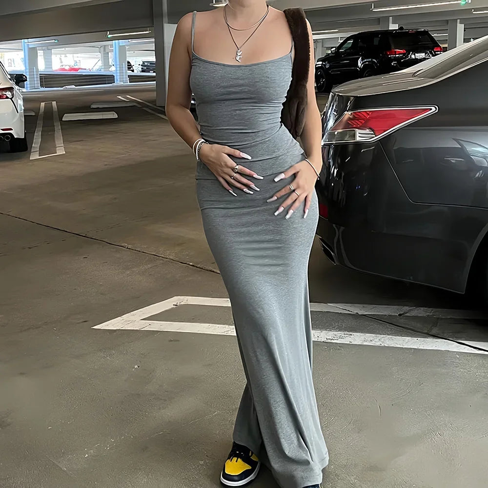 Ladies Casual, Long Dress. Sexy Sleeveless Backless Bodycon Maxi Dresses.
