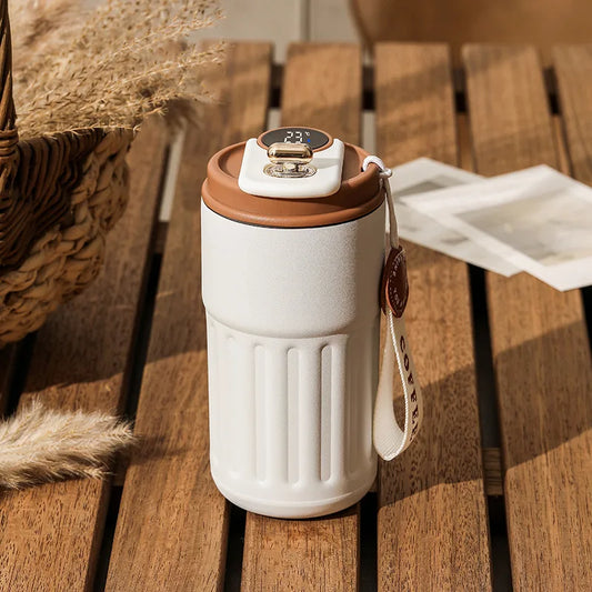 Smart Coffee Mug with LED Temperature Display - Stainless Steel Insulated Thermal Bottle