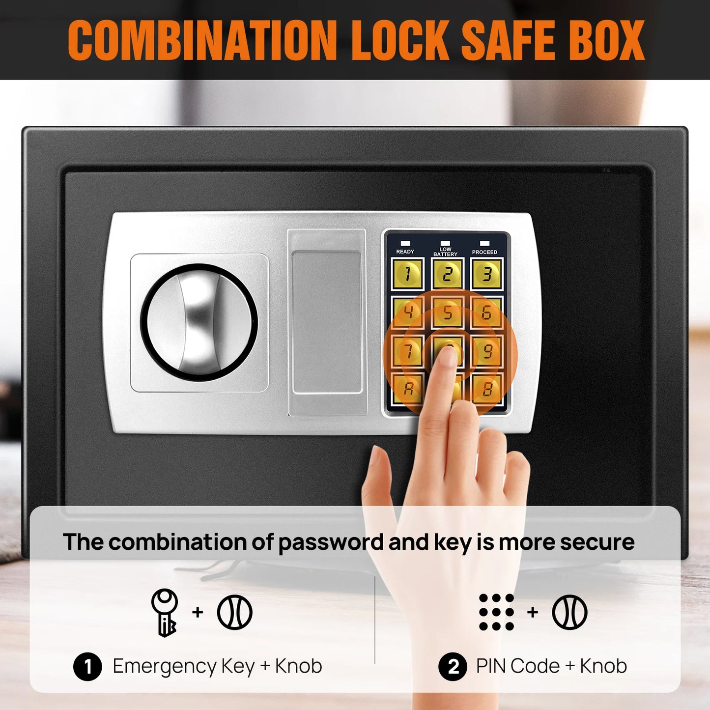 Safe Box for Home, Office. Secured Digital Code Safe with 2 Emergency Keys. Storage - 16L