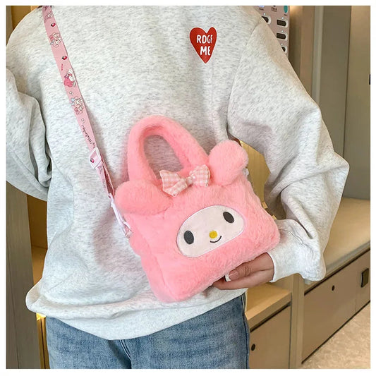 Miniso Plush Bag – Kawaii Kuromi, Cinnamoroll & Melody Cartoon Crossbody Handbag for Women & Girls WAREHOUSE SHOP