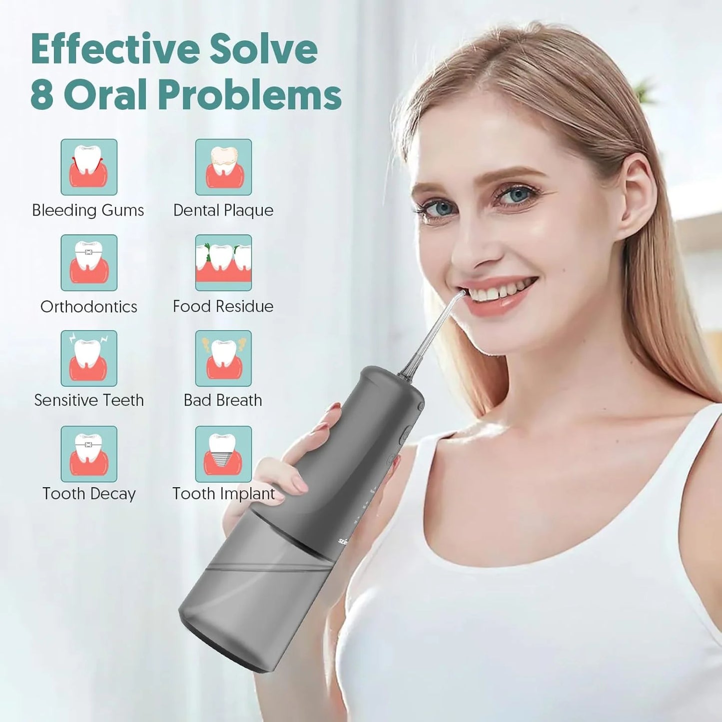 Sejoy Water Flosser Dental Oral Irrigator Water flossers for Teeth USB Rechargeable Waterproof Portable Cordless