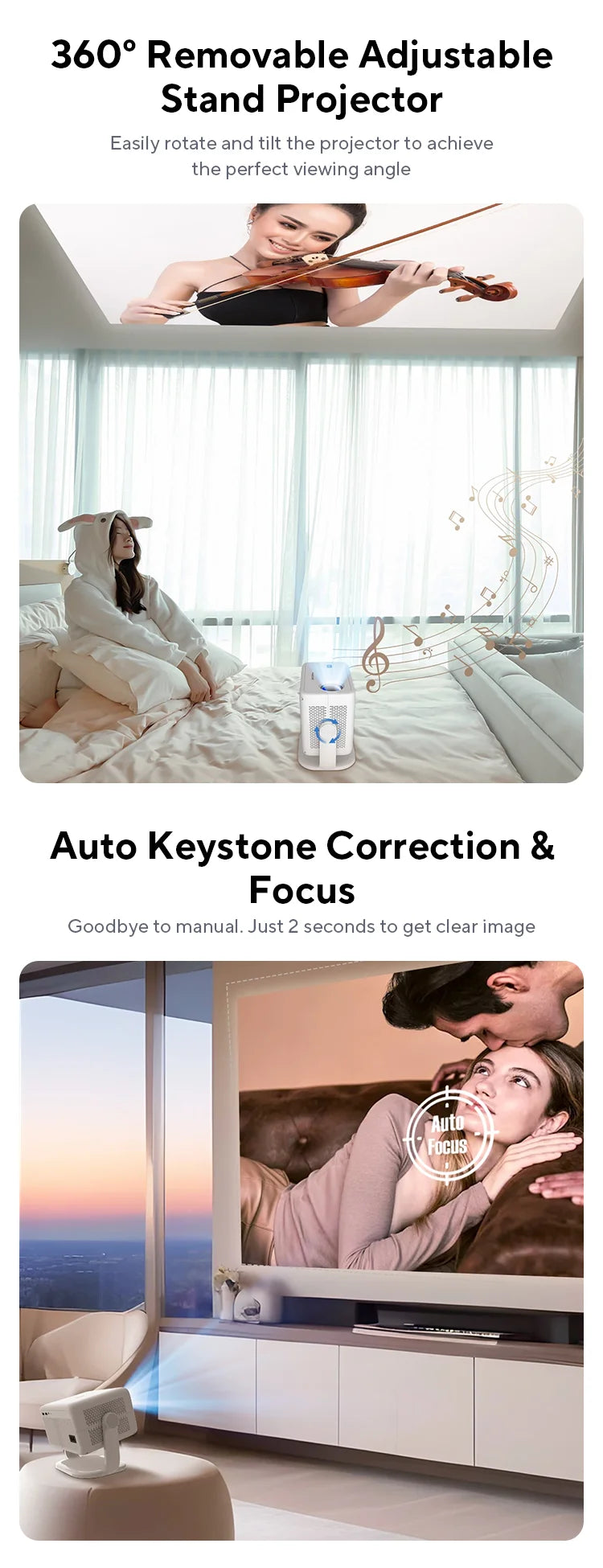 Magcubic Native 1080P 650ANSI 4K Android 11 L018 360° Projector With Auto Keystone Focus Air Mouse Wifi6 BT5.2 Portable Outdoor