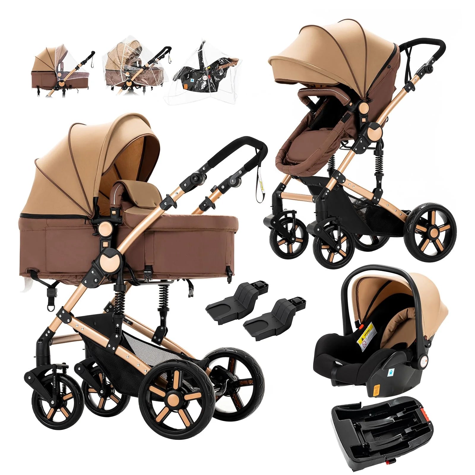 Baby Stroller 3-in-1 Lightweight stroller Travel System Multifunctional Pram with Aluminum Frame Compact Stroller for Newborn