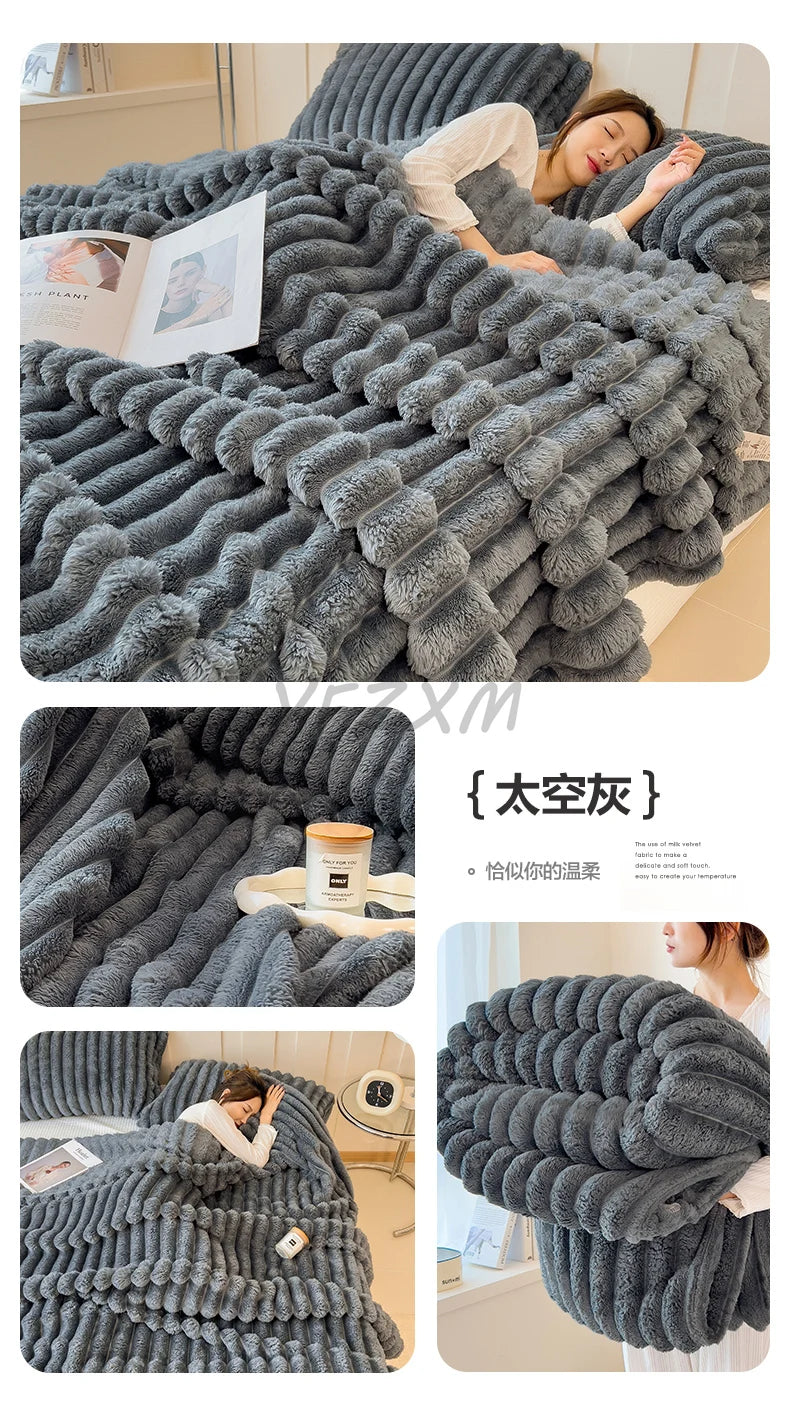 Striped Flannel Blanket – Cozy Bed Sheet & Sofa Throw
