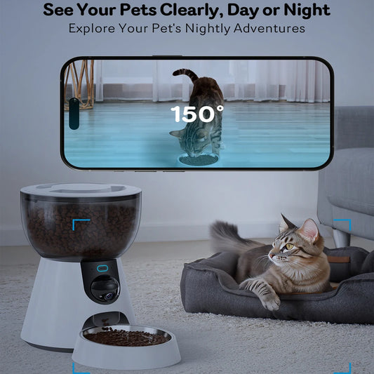 Smart Automatic Pet Feeder with Camera - 4L WiFi App Control for Cats & Dogs