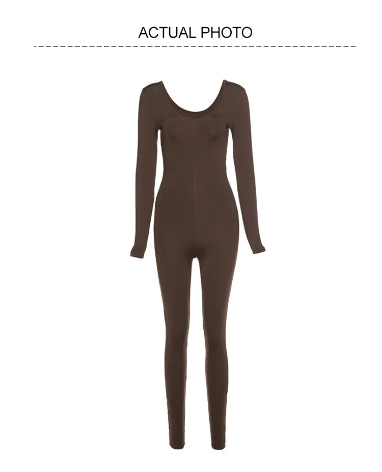 New Women's Jumpsuit Long Sleeve. Solid Color Skinny Jumpsuit, Fitness Jumpsuit Pullover.