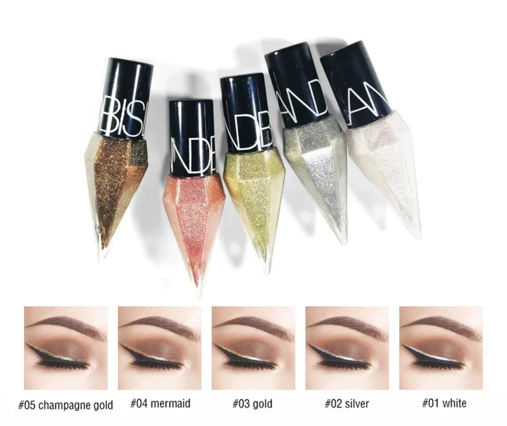 Diamond Shiny Eye Liners Eyeshadow Waterproof Silver Rose Gold Color Glitter Sequins Eyeliner Eye Shadow Makeup Beauty Cosmetics