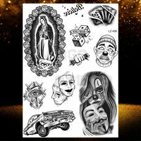 Chicano Bandit Mexico Temporary Tattoos For Men Women Fake Car Nun Tattoo religion Stickers Realistic Back Waterproof Tatoos