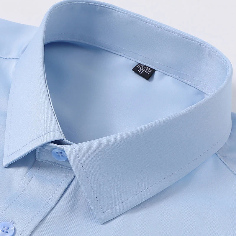 S~8XL Top Quality Elasticity Anti-Wrinkle Mens Shirts Long Sleeves Slim Fit Camisa Business Formal Blouse Social White Shirt Men