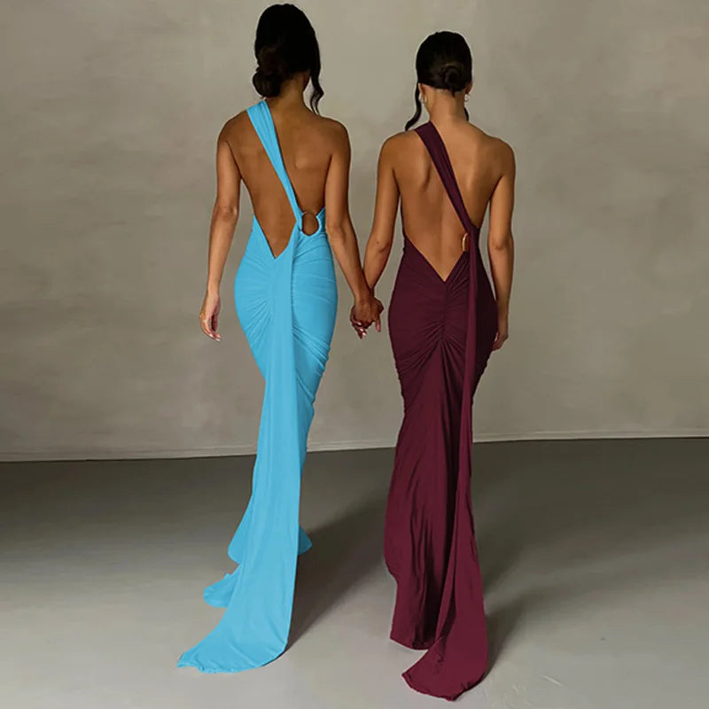One Shoulder Sleeveless Backless Dress. Dresses For Women Club, Birthday Party, Evening Prom. from Neon y2k.