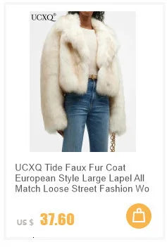 UCXQ Women’s Faux Fur Coat – European Style Lapel, Loose Casual Long Winter Coat, New Fashion WAREHOUSE SHOP