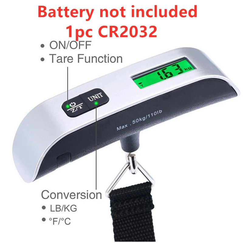 Baggage Digital Portable Scale. LCD Display 110lb/50kg for Electronic Luggage Hanging Suitcase. Bag weighs.