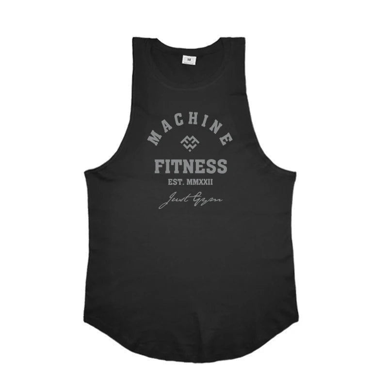Regular MACHINE FITNESS Top GYM Bodybuilding Tank Top. Mens Workout Vest,  Jogger clothing Muscle Stringer Singlet