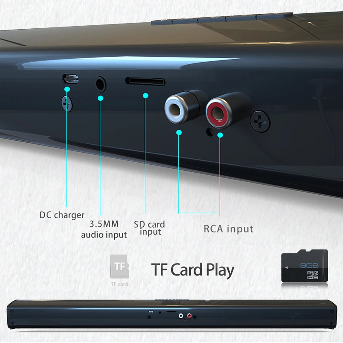 Bluetooth Home Theater Soundbar With Remote Control, RCA, AUX, FM