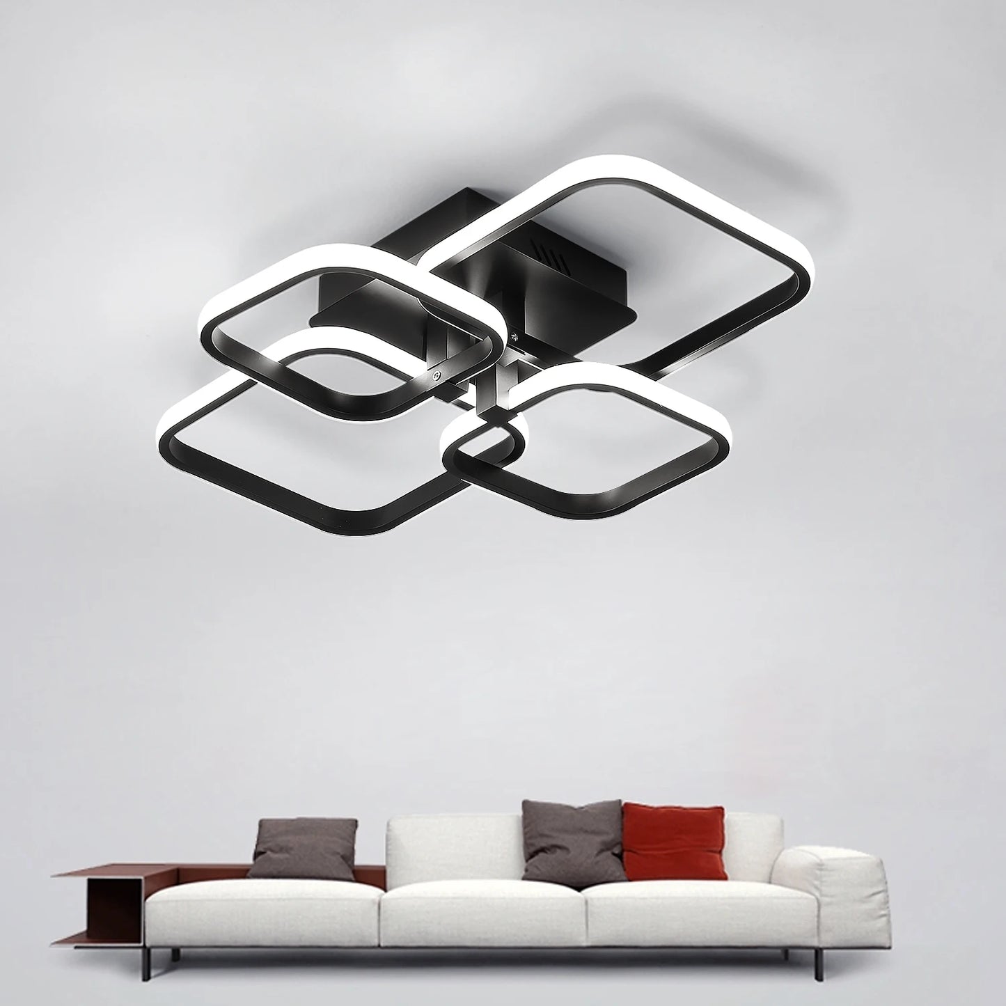 LED Ceiling Light,Modern Square LED Ceiling Lamp,60W Metal Acrylic Indoor Light for Bedroom,Study Room,Cool White Light 6000K