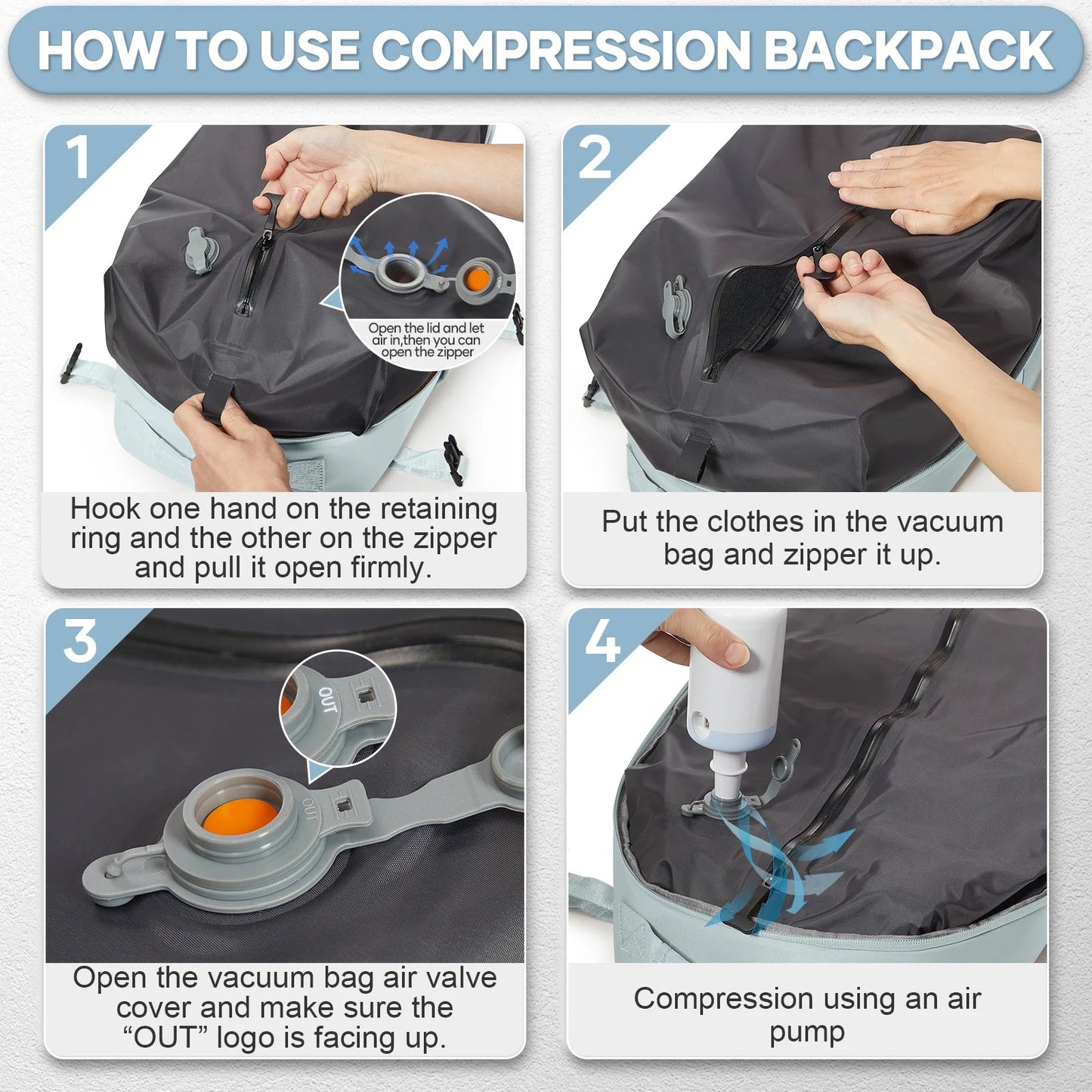 Vacuum Compression Travel Backpack – Large Capacity Foldable Hiking & Laptop Bag WAREHOUSE SHOP