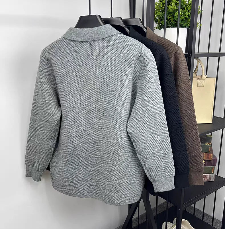 Advanced luxury fashion knitted cardigan men's spring autumn exquisite jacquard sweater shawl pocket design brand casual coat