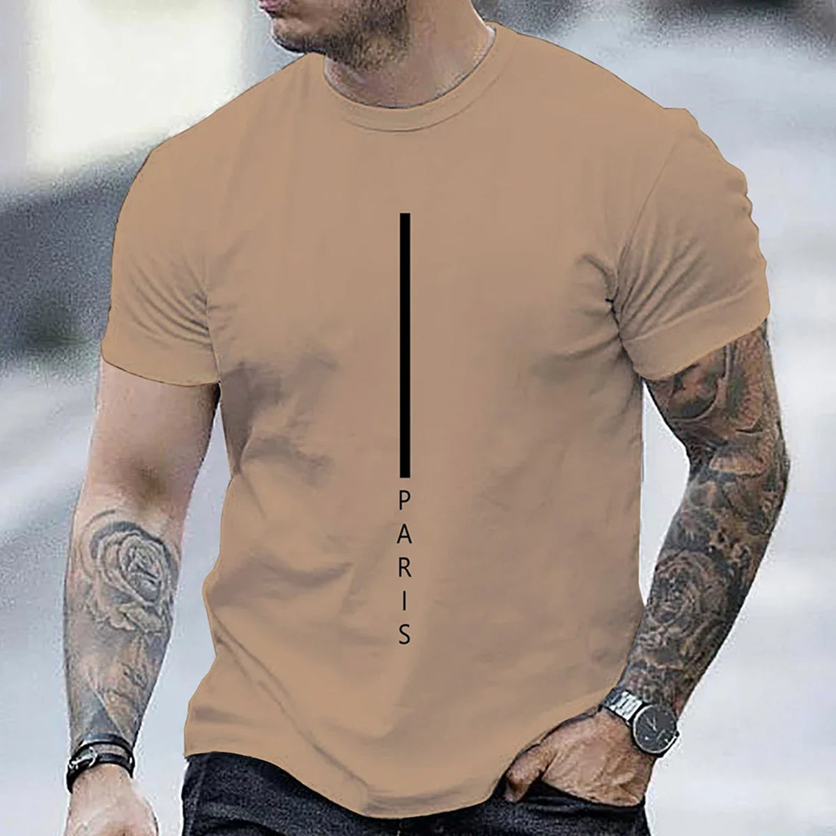 Men's Red Casual T-shirt Fashion Trend Short Sleeve Men's Summer Street Style Clothing Comfortable Clothing for Daily Life
