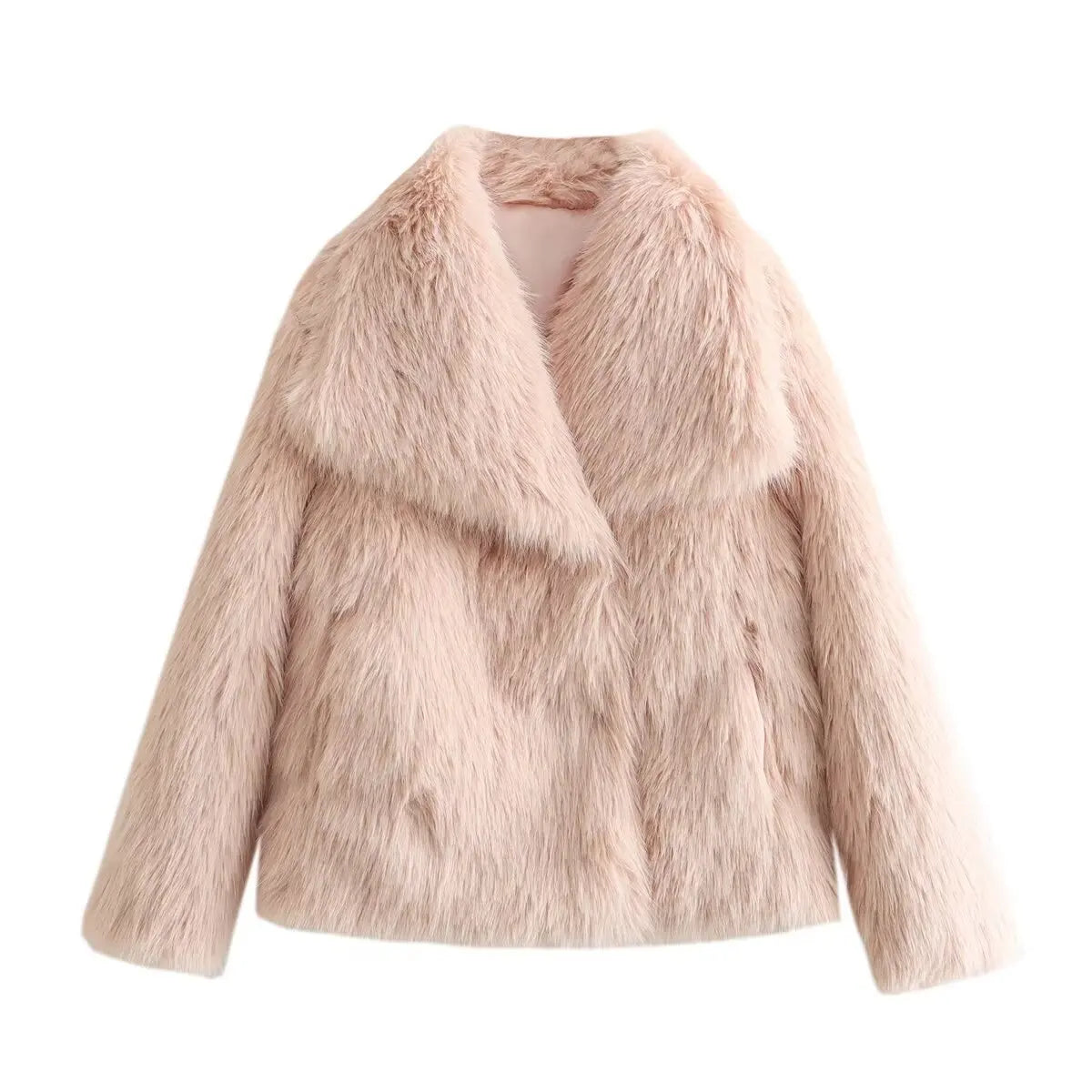 European American Winter Faux Fur Large Lapel Socialite Noble Classic Elegant Fashionable Commuting Dating Warmth Soft Outerwear