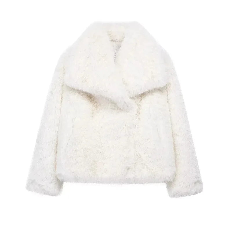 Luxury Faux Fur Jacket. Women's Loose Long-sleeved Coat Toka Fox Fur