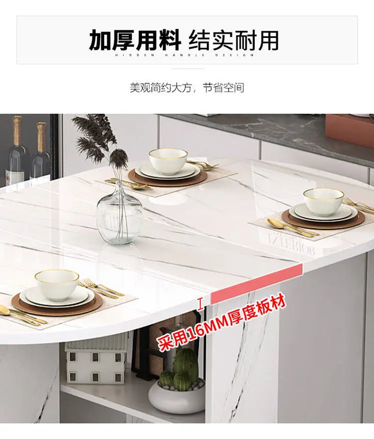Folding dining table household multifunctional belt wheel movable rectangular restaurant dormitory dining table