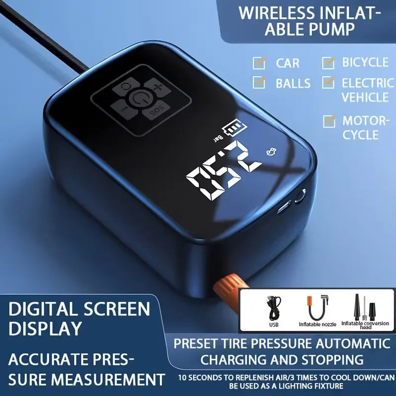 Car tire intelligent wireless car inflatable pump motorcycle bicycle electric vehicle portable air pump portable travel portable