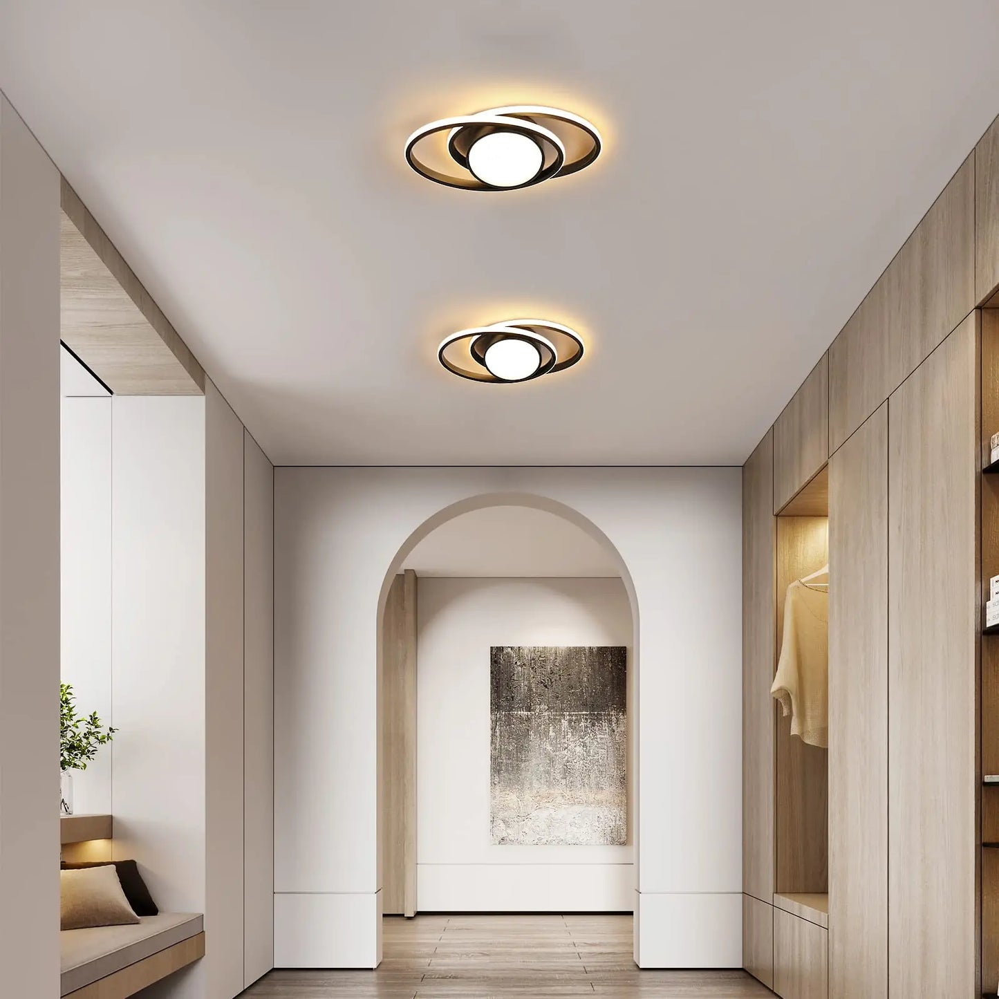 39W Ceiling Lamp,Double Round LED Ceiling Lamp,LED Ceiling Lamps Warm Light 3000K,Bedroom Ceiling Lamp,LED Ceiling Lamp Kitchen