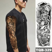 Dark Style Thorns Large Full Arm Sleeve Waterproof Temporary Tattoo Sticker Lion Rose Flower Hand Fake Tatoo Body Art Men Women