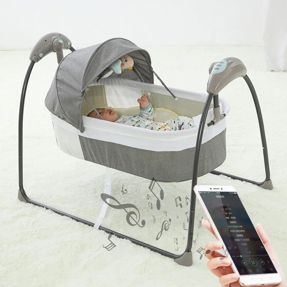 Comfy 3-in-1 Baby Electric Shaking Bed with Remote Music & Mosquito Net Safe Sleep Solution for Infants 0-12 Months