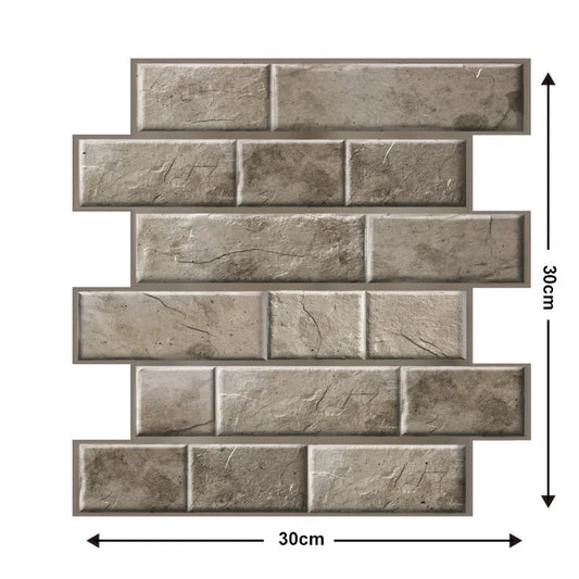 10Pcs Self Adhesive Waterproof 3D Wall Panels Peel Stick Subway Tile Brick Wallpaper Retro Sticker for Bathroom Fireplace Decor WAREHOUSE SHOP