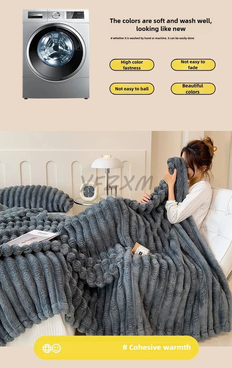 Striped Flannel Blanket – Cozy Bed Sheet & Sofa Throw