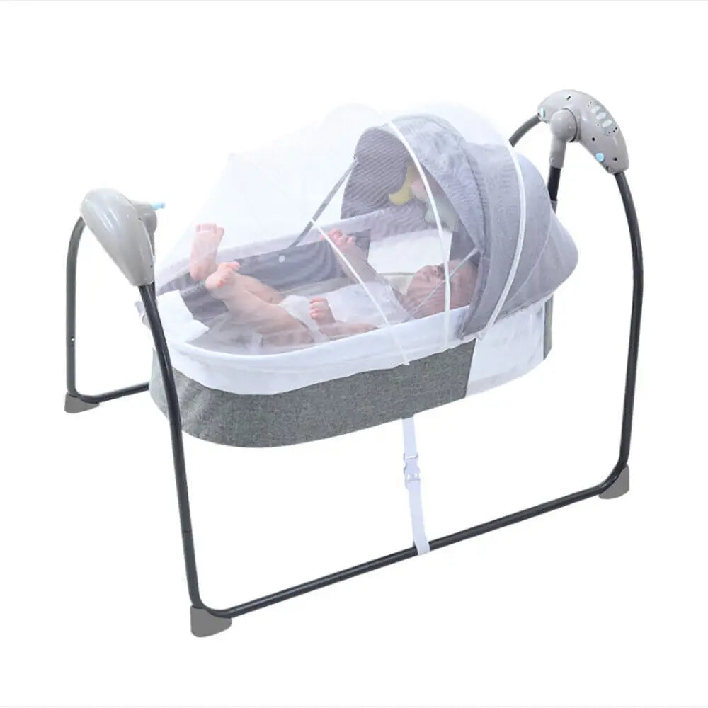 Comfy 3-in-1 Baby Electric Shaking Bed with Remote Music & Mosquito Net Safe Sleep Solution for Infants 0-12 Months