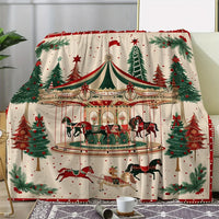 Festive Christmas Blanket with Reindeer & Snowman