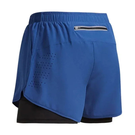 2 In 1 Fitness Men's Shorts. Training, Gym, Sports Short Pants Built-in Pocket Double-deck WAREHOUSE SHOP