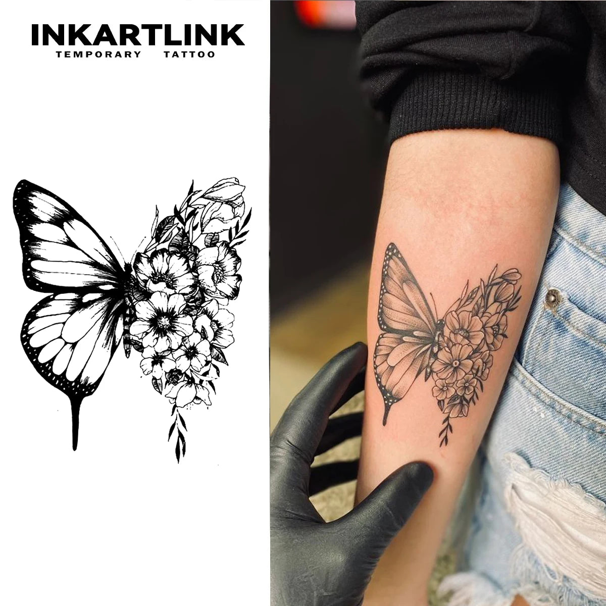 INKARTLINK Butterfly Temporary Tattoo,Lasts To 15 Days New Technology Magic Waterproof Semi Permanent Sticker.
