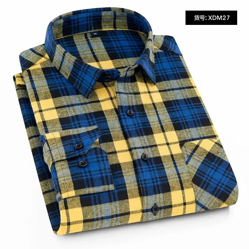 Men Flannel Plaid Shirt. Soft Comfort Slim Fit Styles Brand for Official and Casual Long Sleeve Shirts