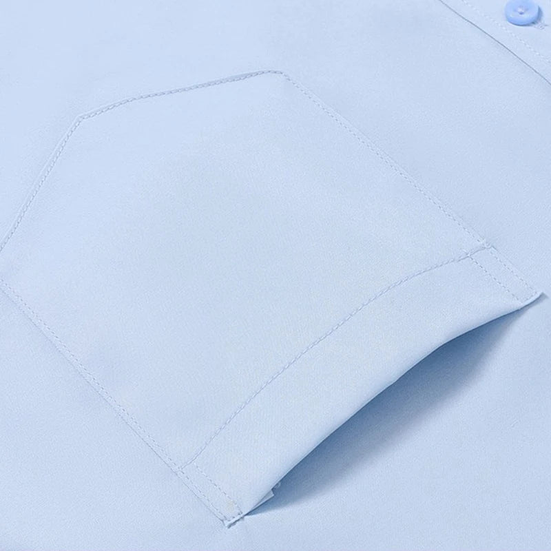 S~8XL Top Quality Elasticity Anti-Wrinkle Mens Shirts Long Sleeves Slim Fit Camisa Business Formal Blouse Social White Shirt Men