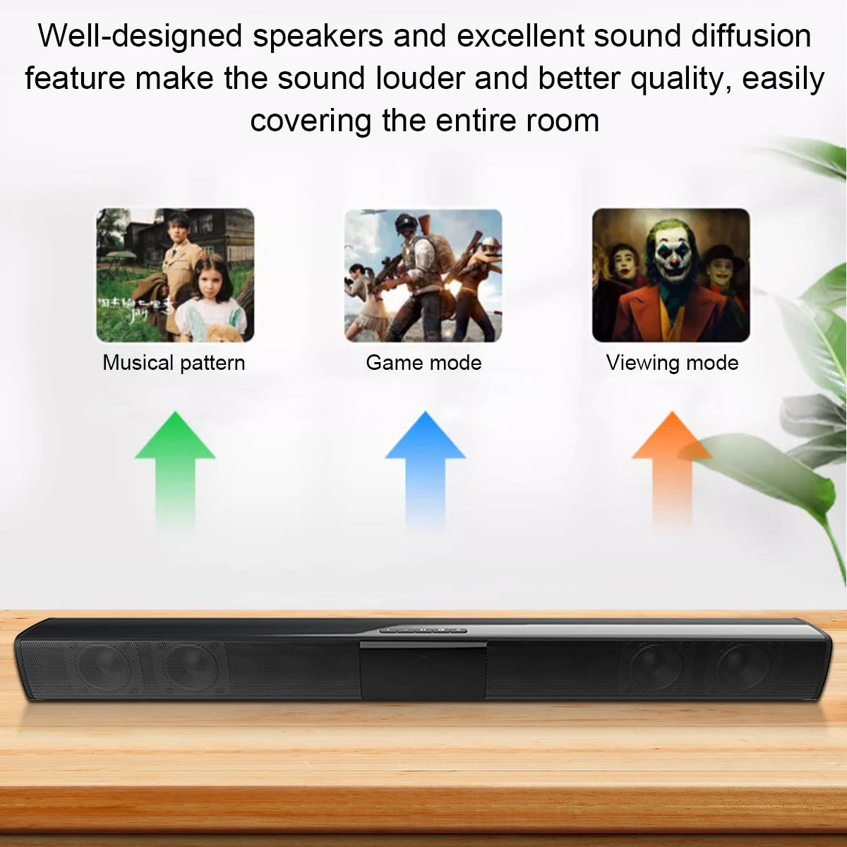 Bluetooth Home Theater Soundbar With Remote Control, RCA, AUX, FM