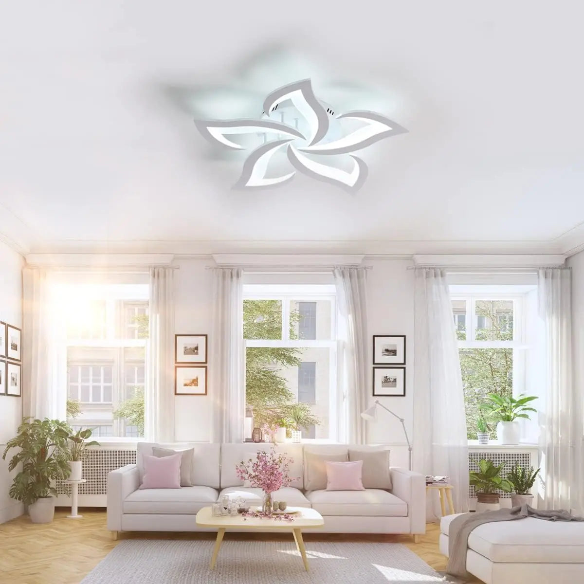 LED Ceiling Light,Modern Ceiling Lamp 60W 4500LM，Modern Petal Ceiling Light Fixture for Living Room Kitchen Bathroom Bedroom