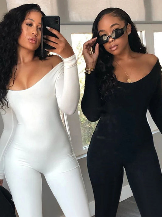 New Women's Jumpsuit Long Sleeve. Solid Color Skinny Jumpsuit, Fitness Jumpsuit Pullover.
