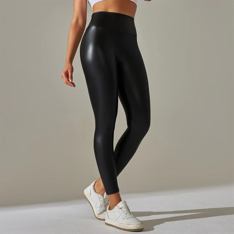 WOMEN'S Leggings, High Waisted Tight, and Sexy PU Leather Pants. Colorful Yoga Pants for Women