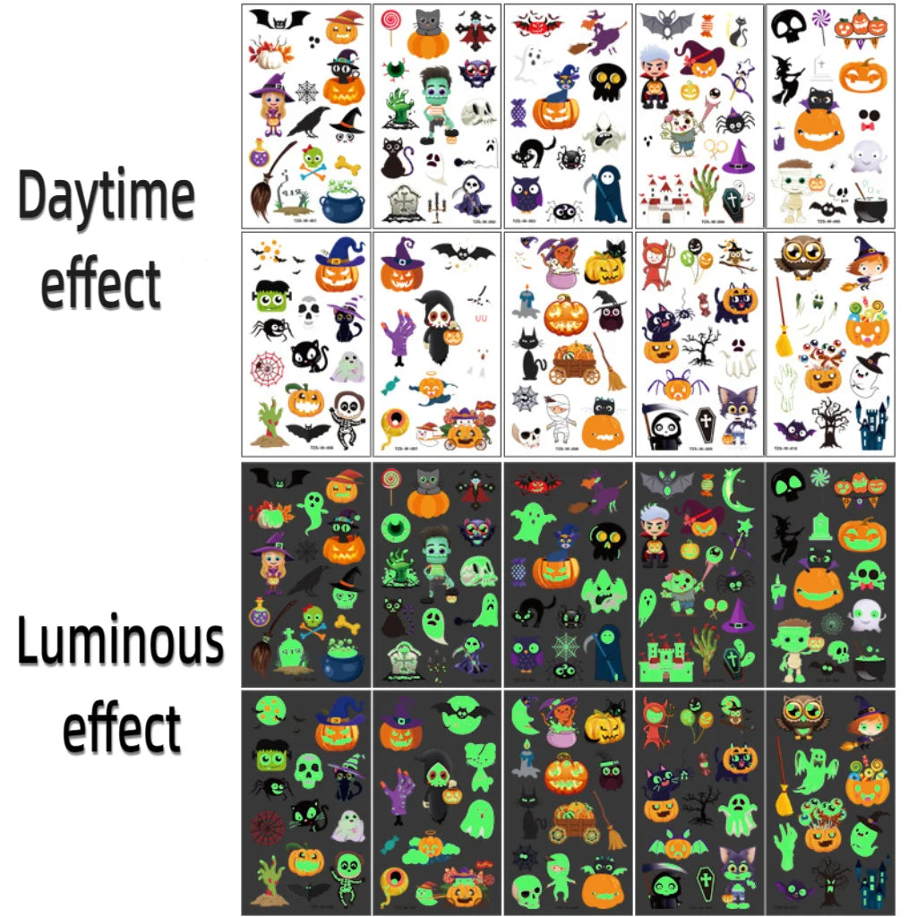 Luminous Temporary Tattoos Stickers UV Glow Fluorescent in the Dark For Body Face Tattoo Stickers Party Accessorie Props