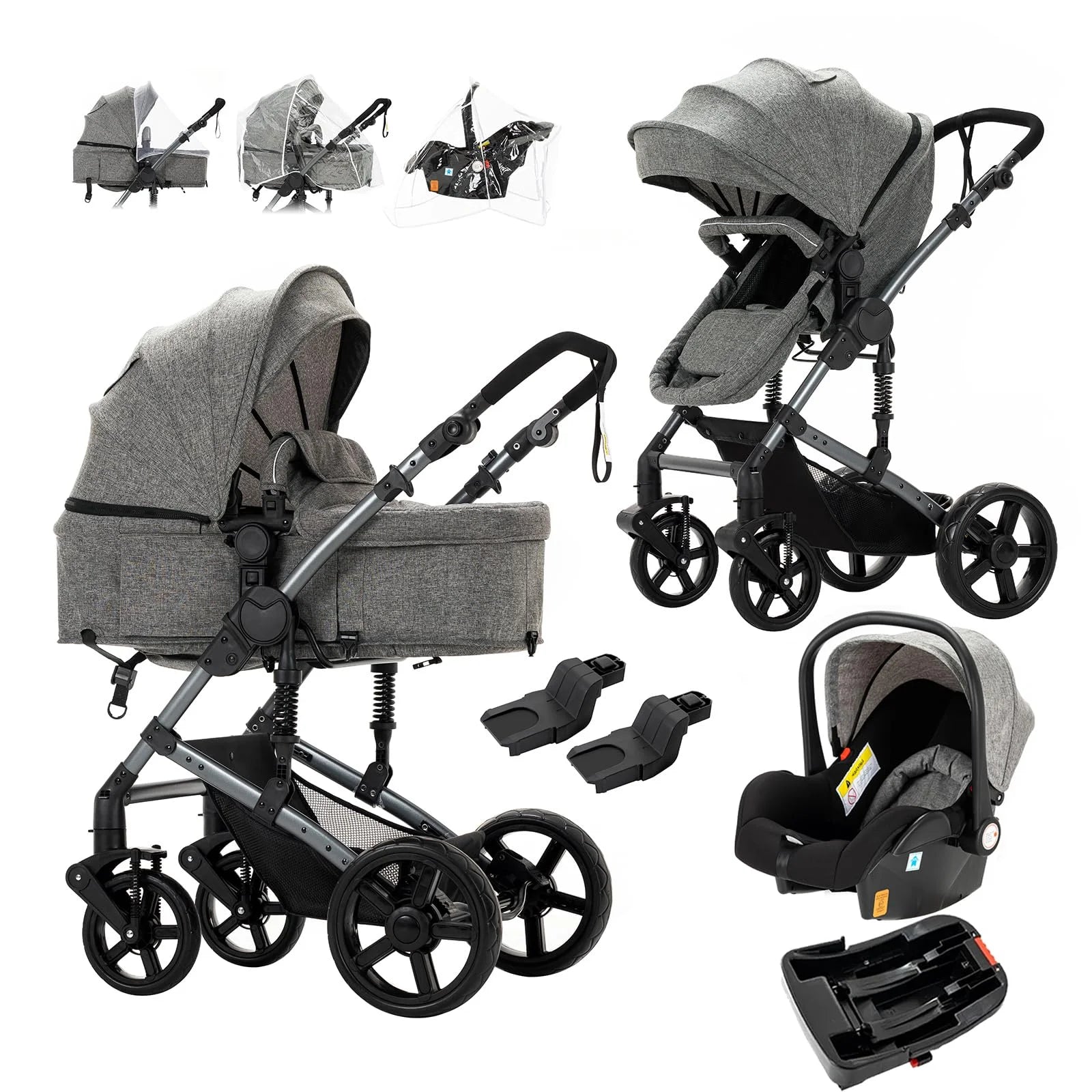 Baby Stroller 3-in-1 Lightweight stroller Travel System Multifunctional Pram with Aluminum Frame Compact Stroller for Newborn
