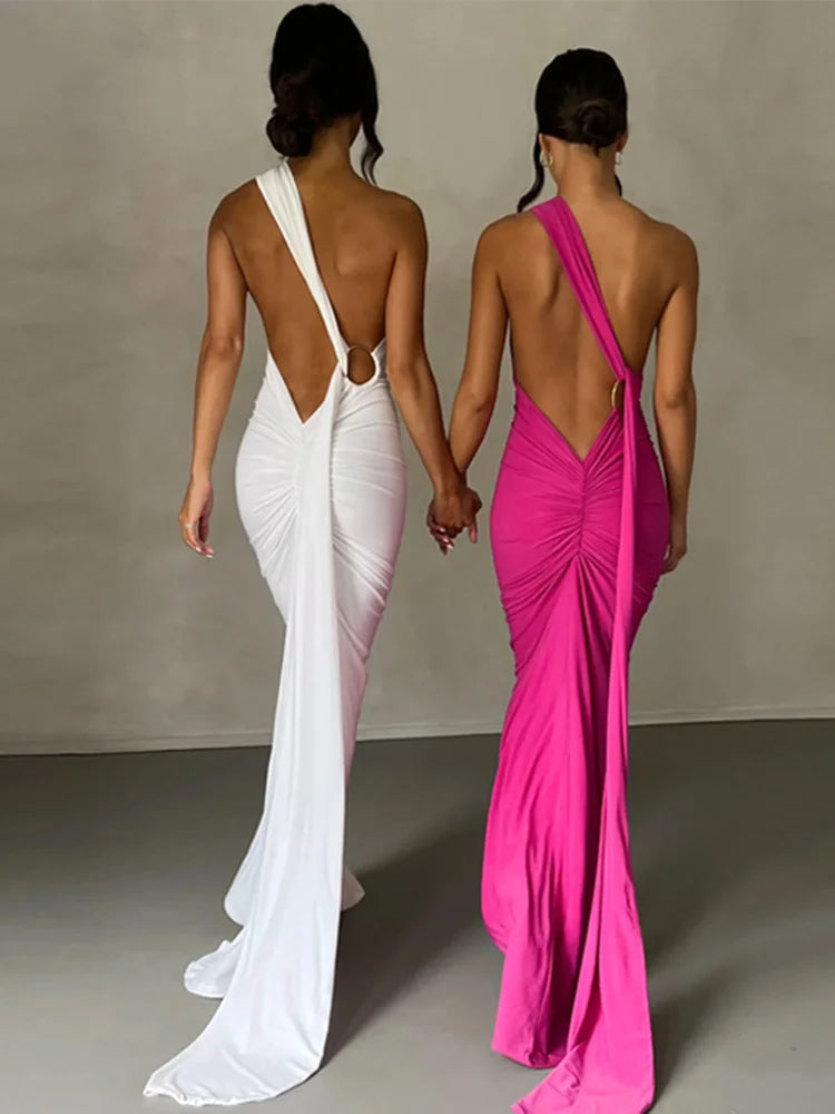 One Shoulder Sleeveless Backless Dress. Dresses For Women Club, Birthday Party, Evening Prom. from Neon y2k.