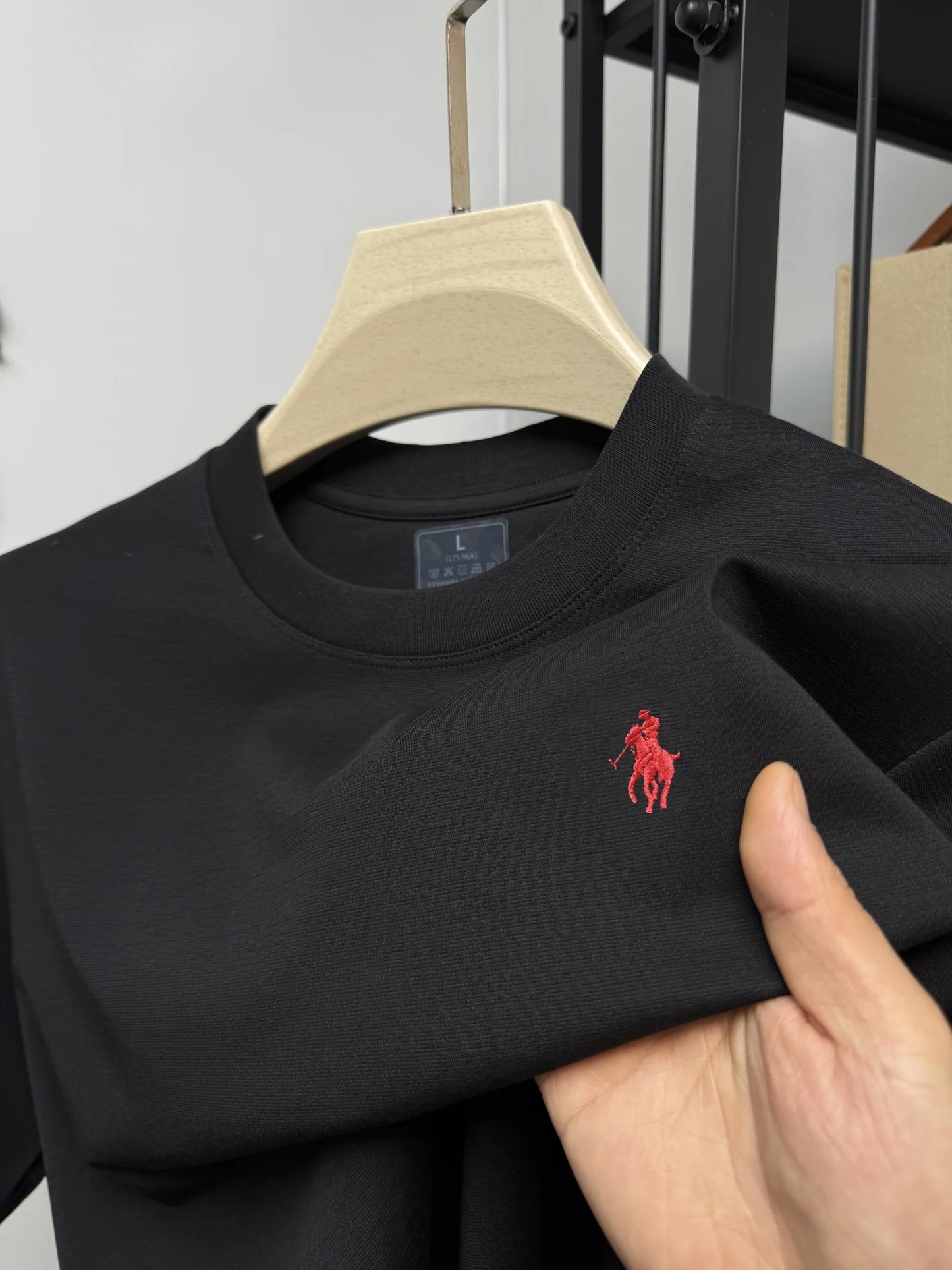New cotton men's short sleeve round neck T-shirt summer fashion high-end brand embroidery ponytail embroidery Korean top T-shirt